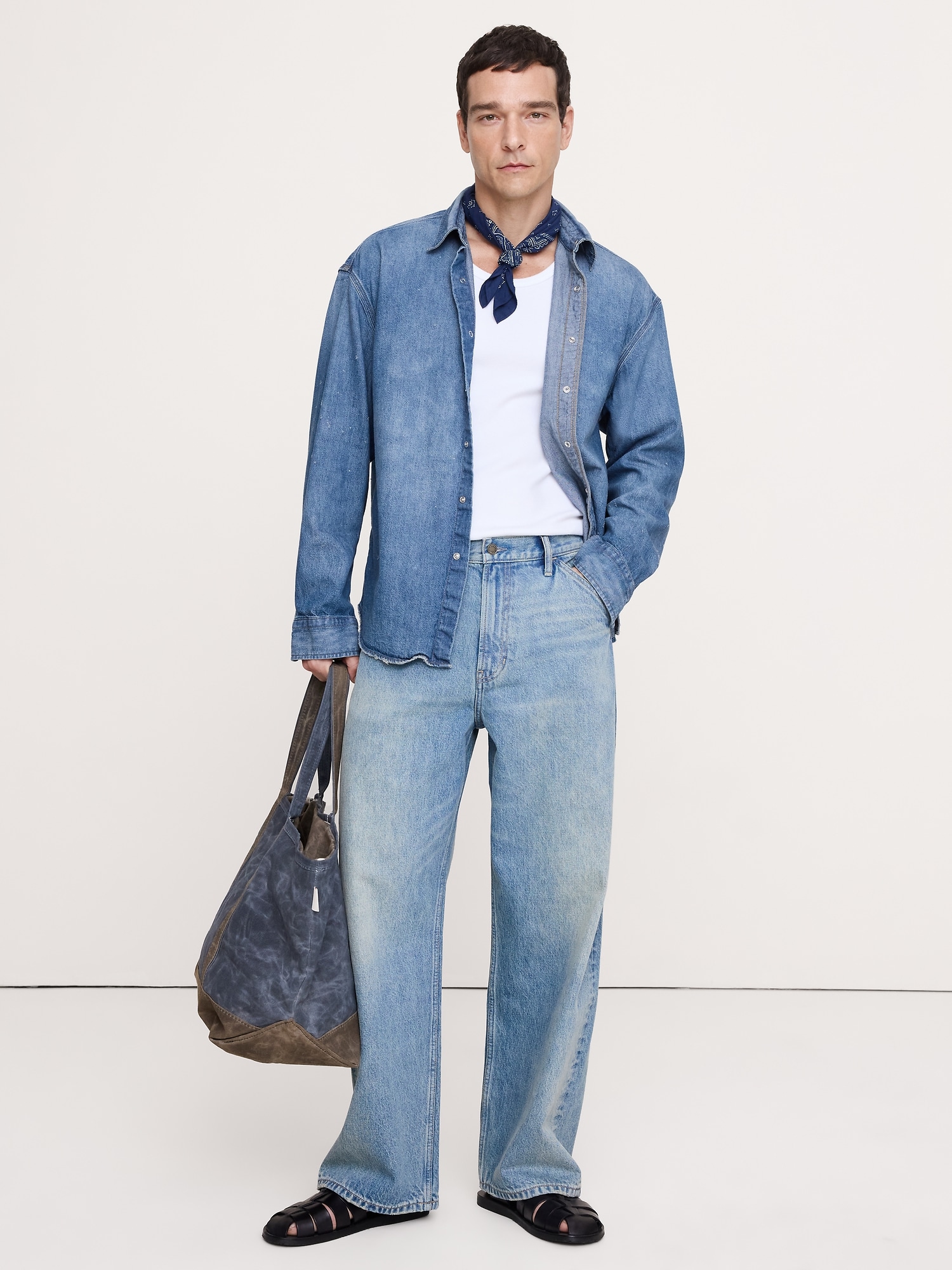 Relaxed-Fit Denim Shirt with Snaps