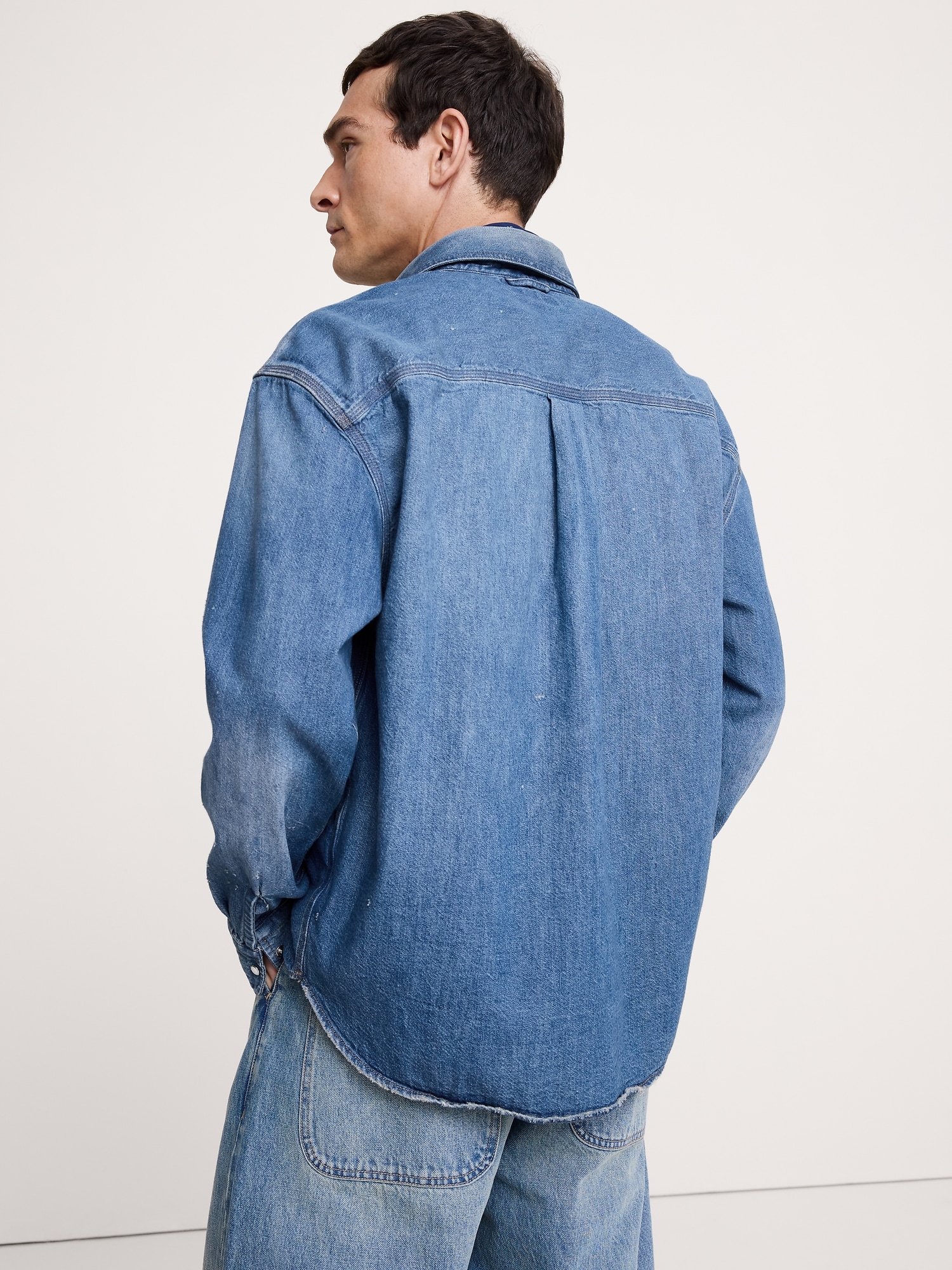 Relaxed-Fit Denim Shirt with Snaps