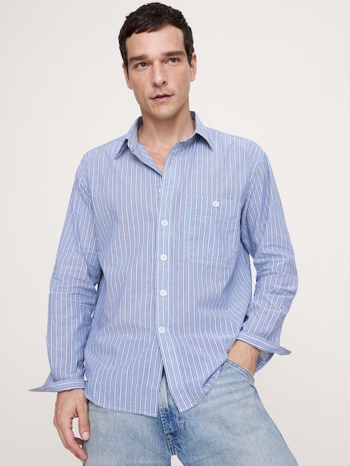 リラックス フィット サマーウェイト コットンシャツ