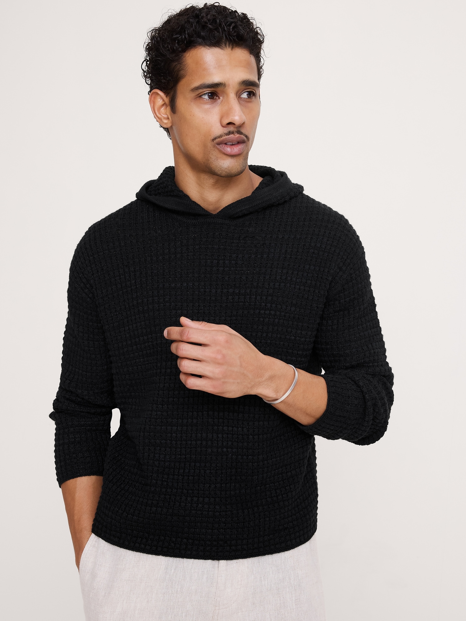 CHANDAIL À CAPUCHON EN LIN ET COTON