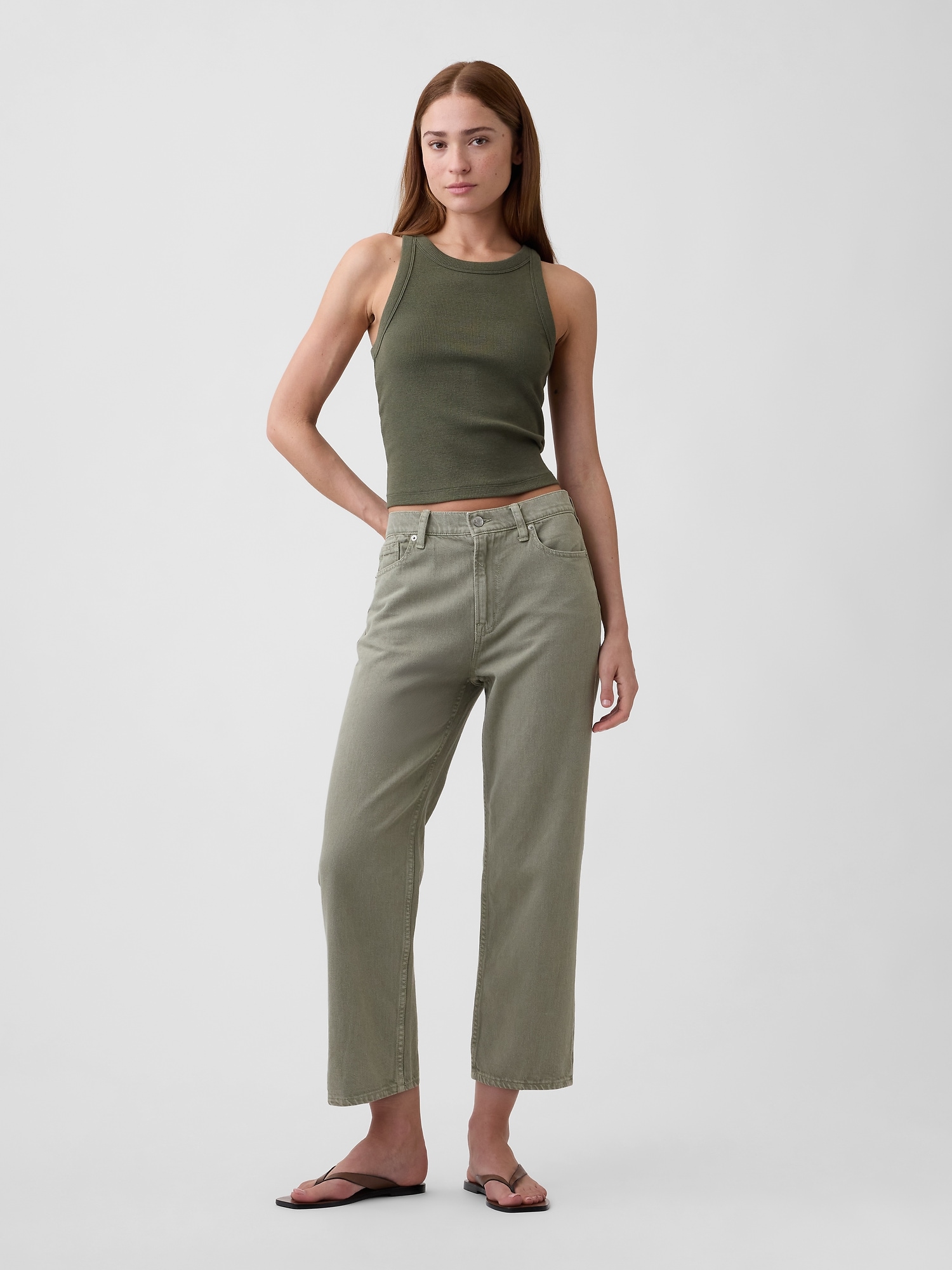 Low Slung Relaxed Straight Crop Jeans