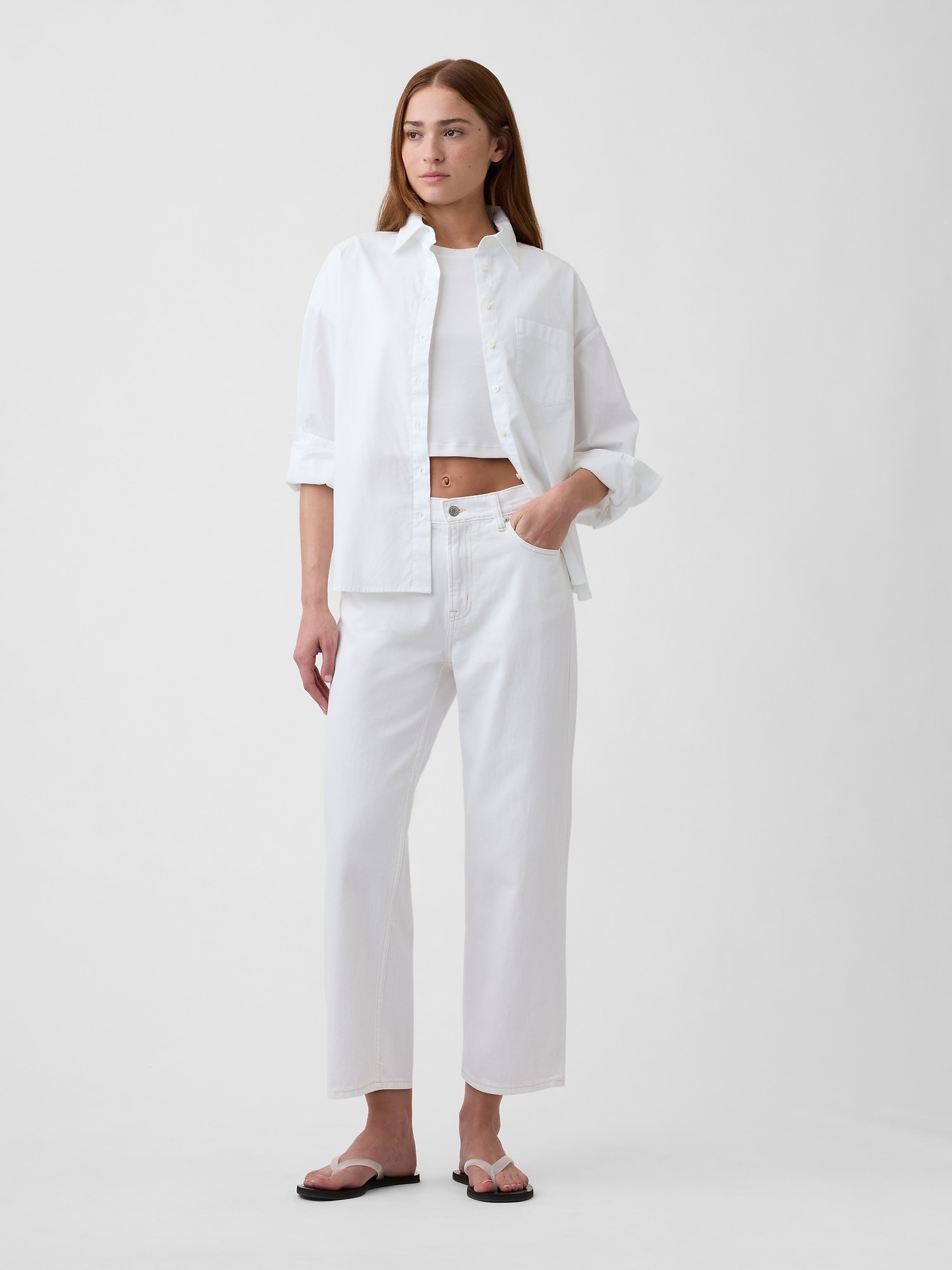 Low Slung Relaxed Straight Crop Jeans