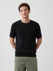 リブ クルーネック ニットTシャツ-0
