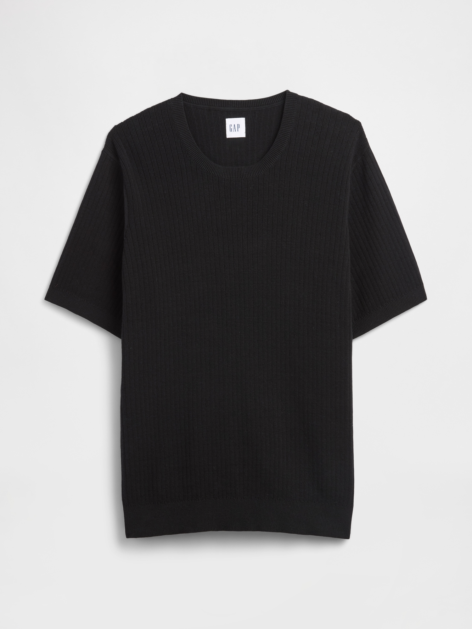 リブ クルーネック ニットTシャツ-2