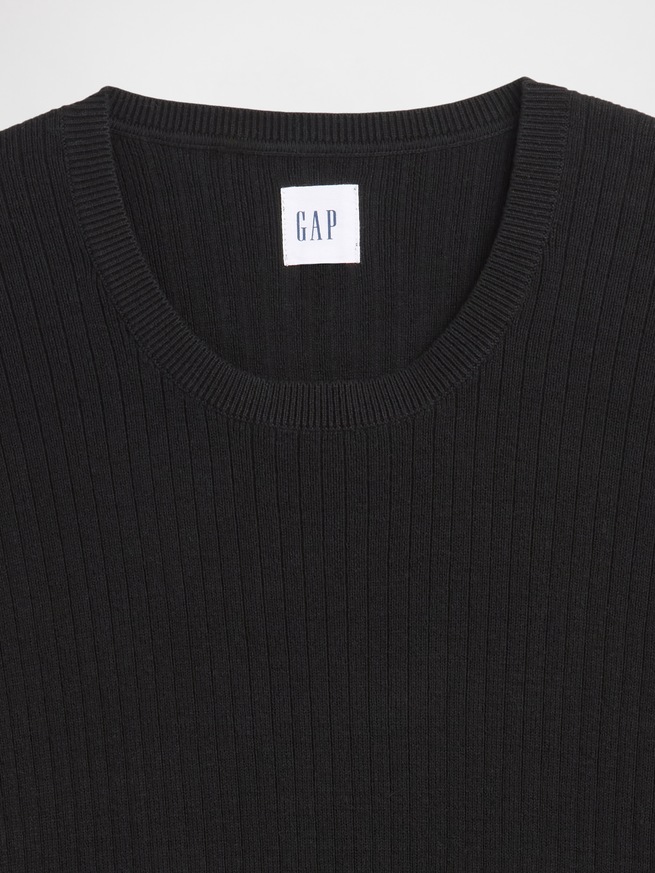 リブ クルーネック ニットTシャツ-3