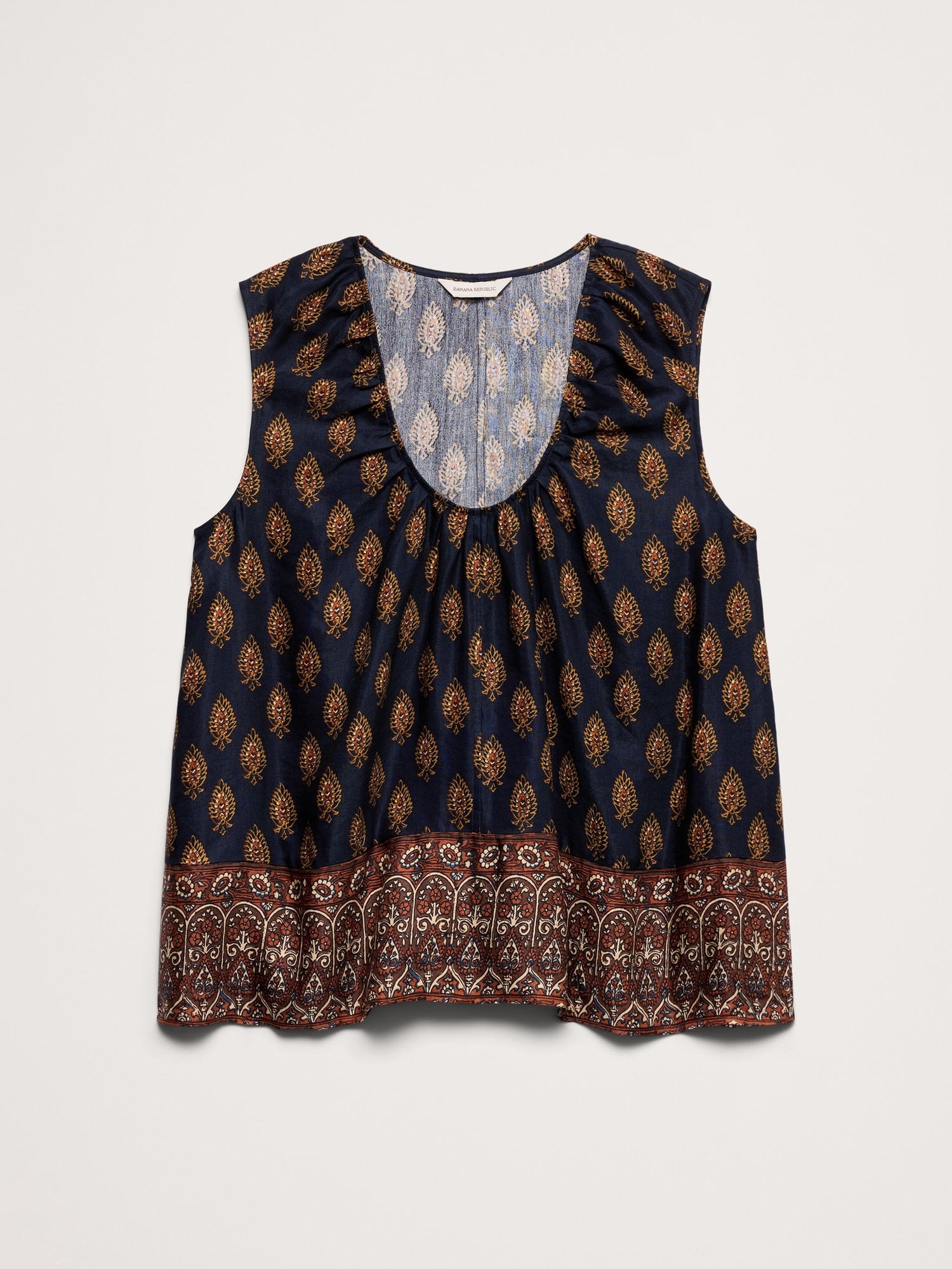 ビスコース リネン スクープネック タンクトップ-4