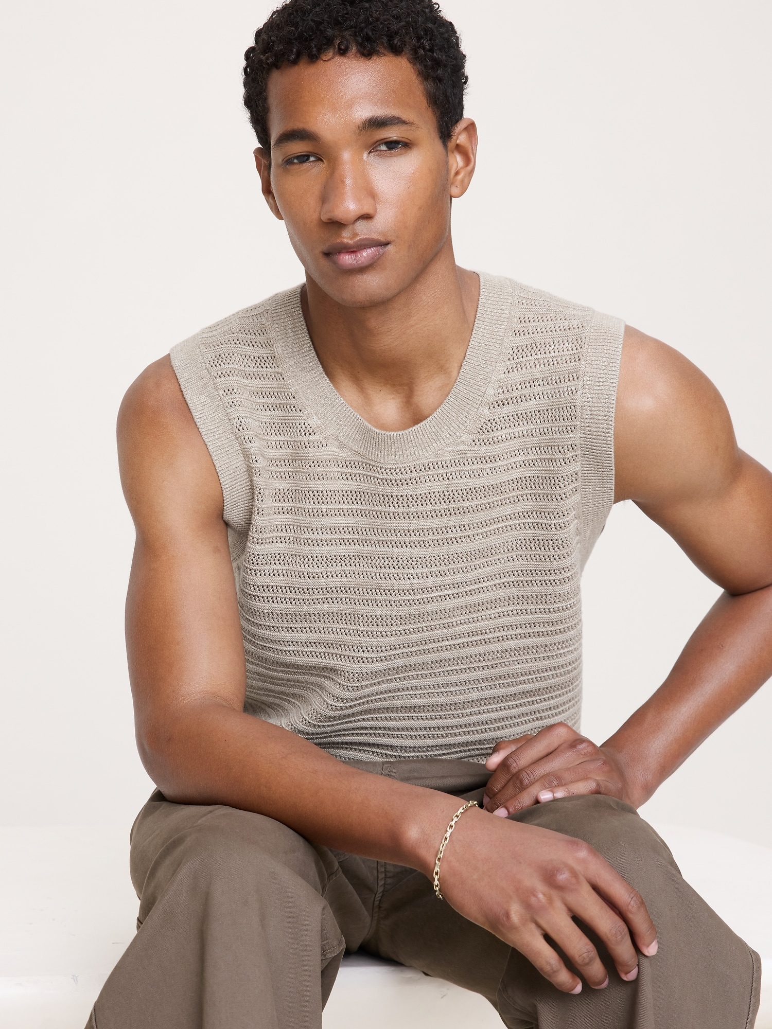 Cotton-Linen Mesh Tank