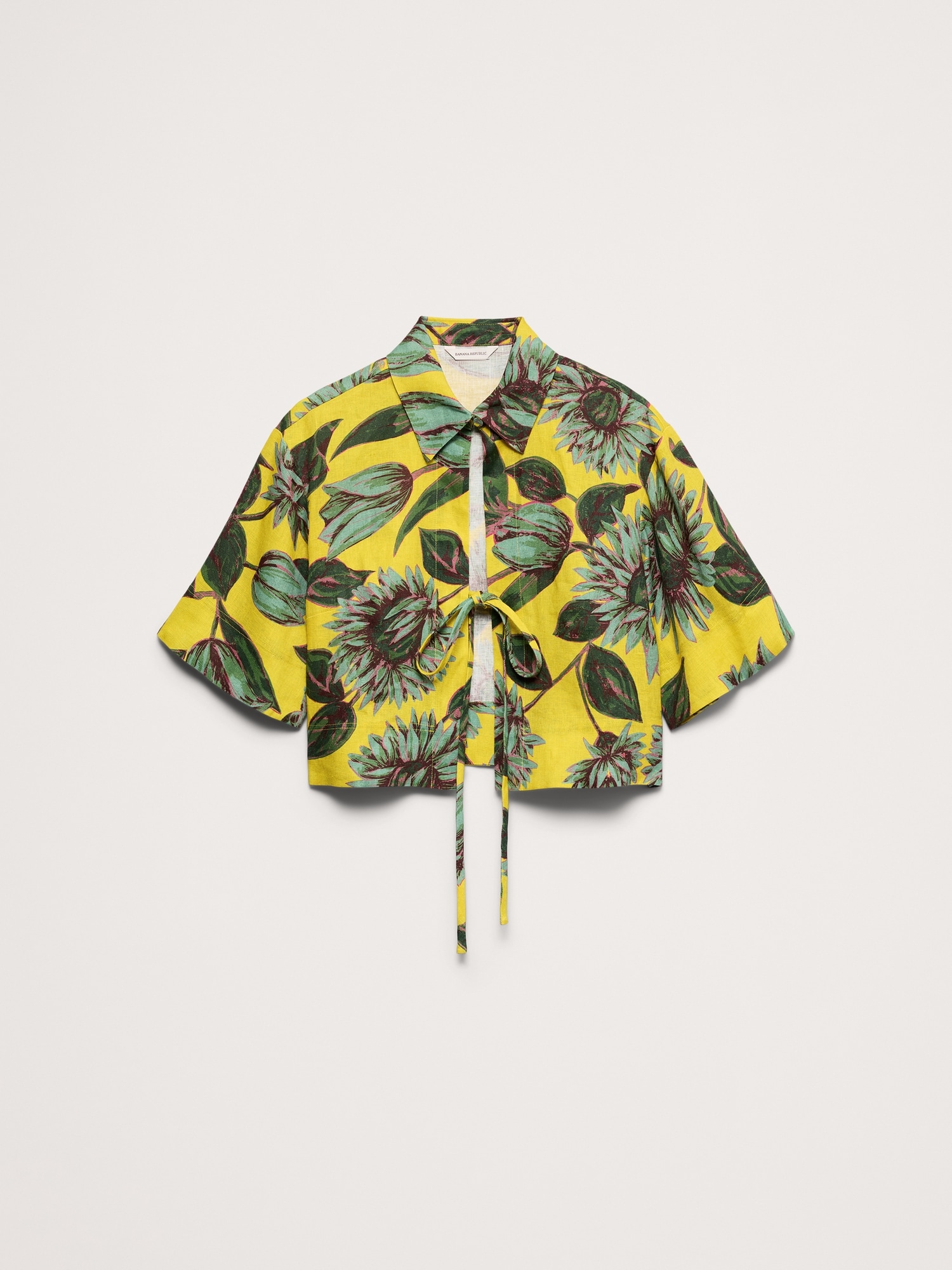 リネン タイフロント シャツ-3