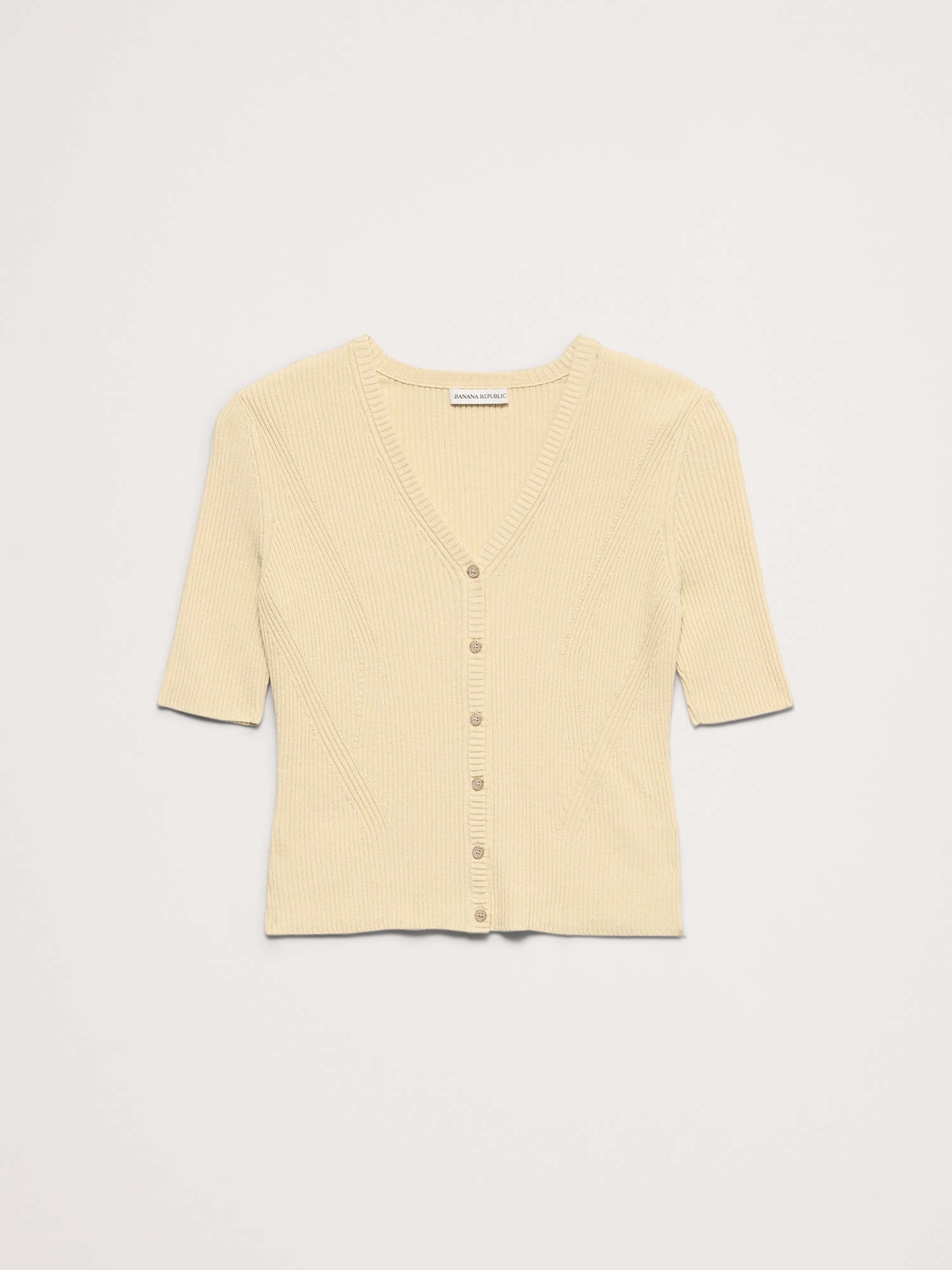 リブ コットン クロップド カーディガン-1