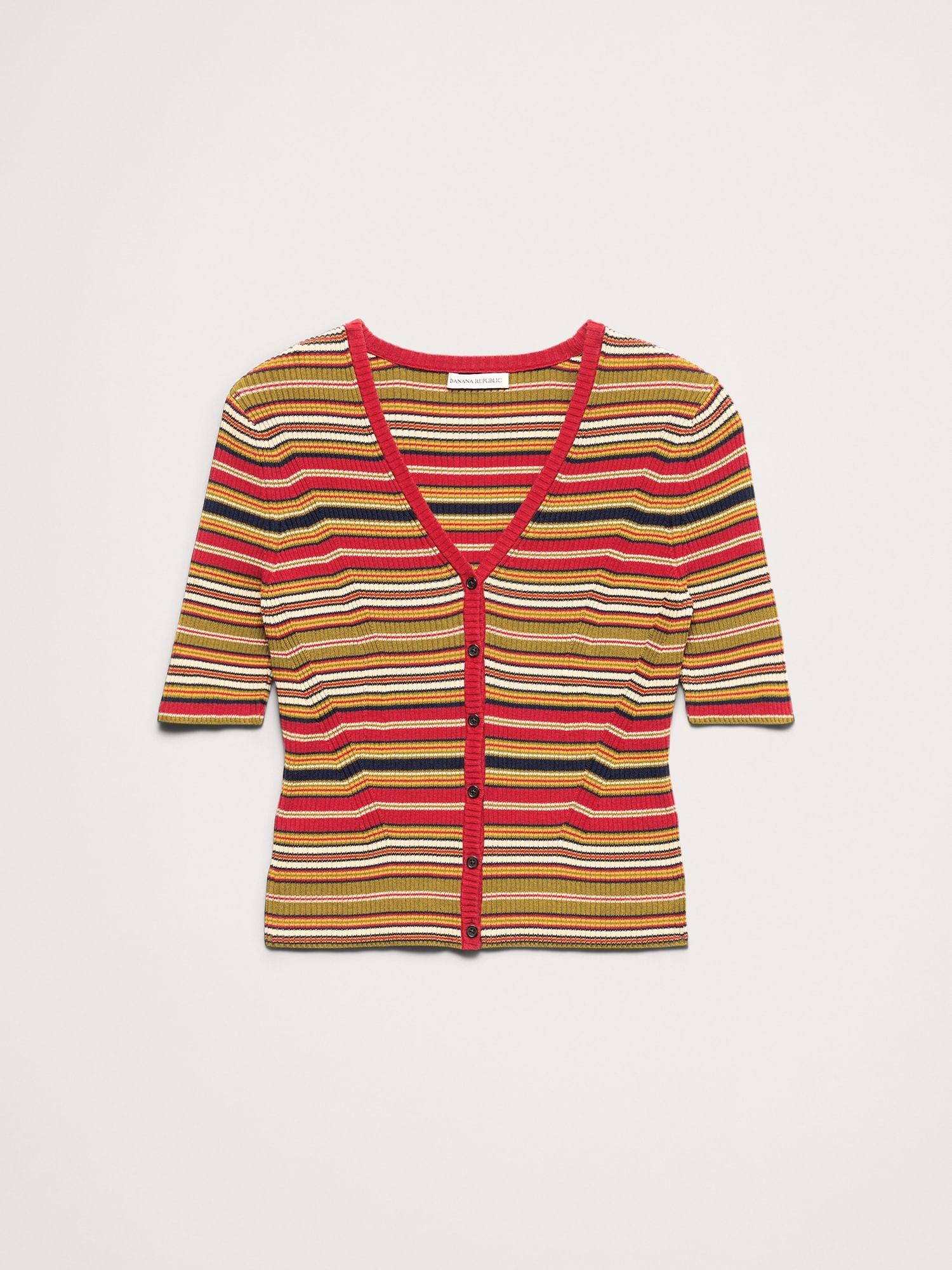 リブ コットン クロップド カーディガン-1