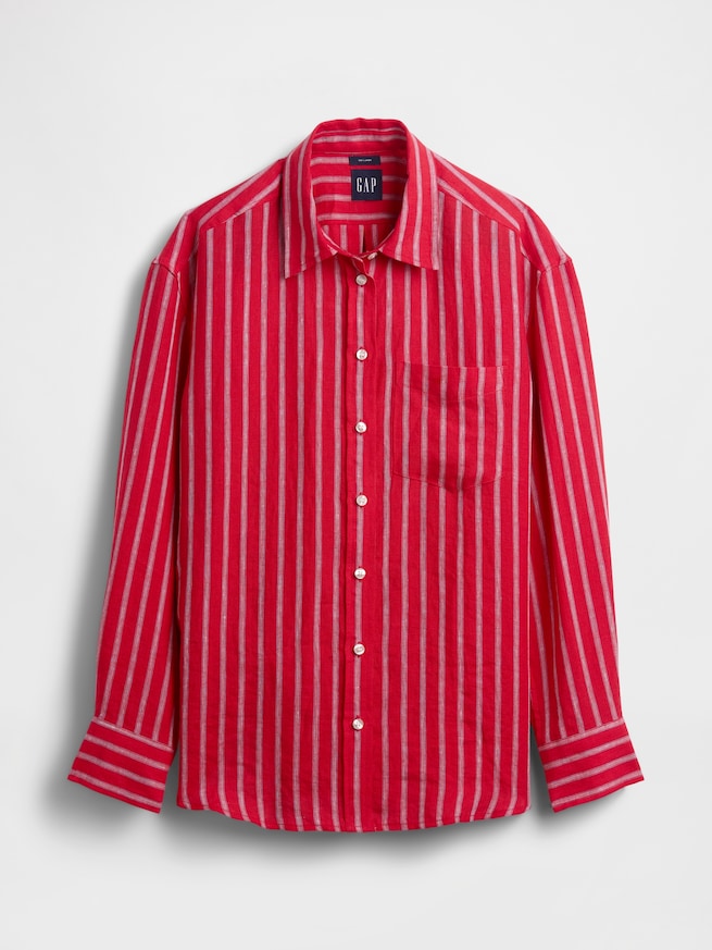 リネン100％ オーバーサイズシャツ-4