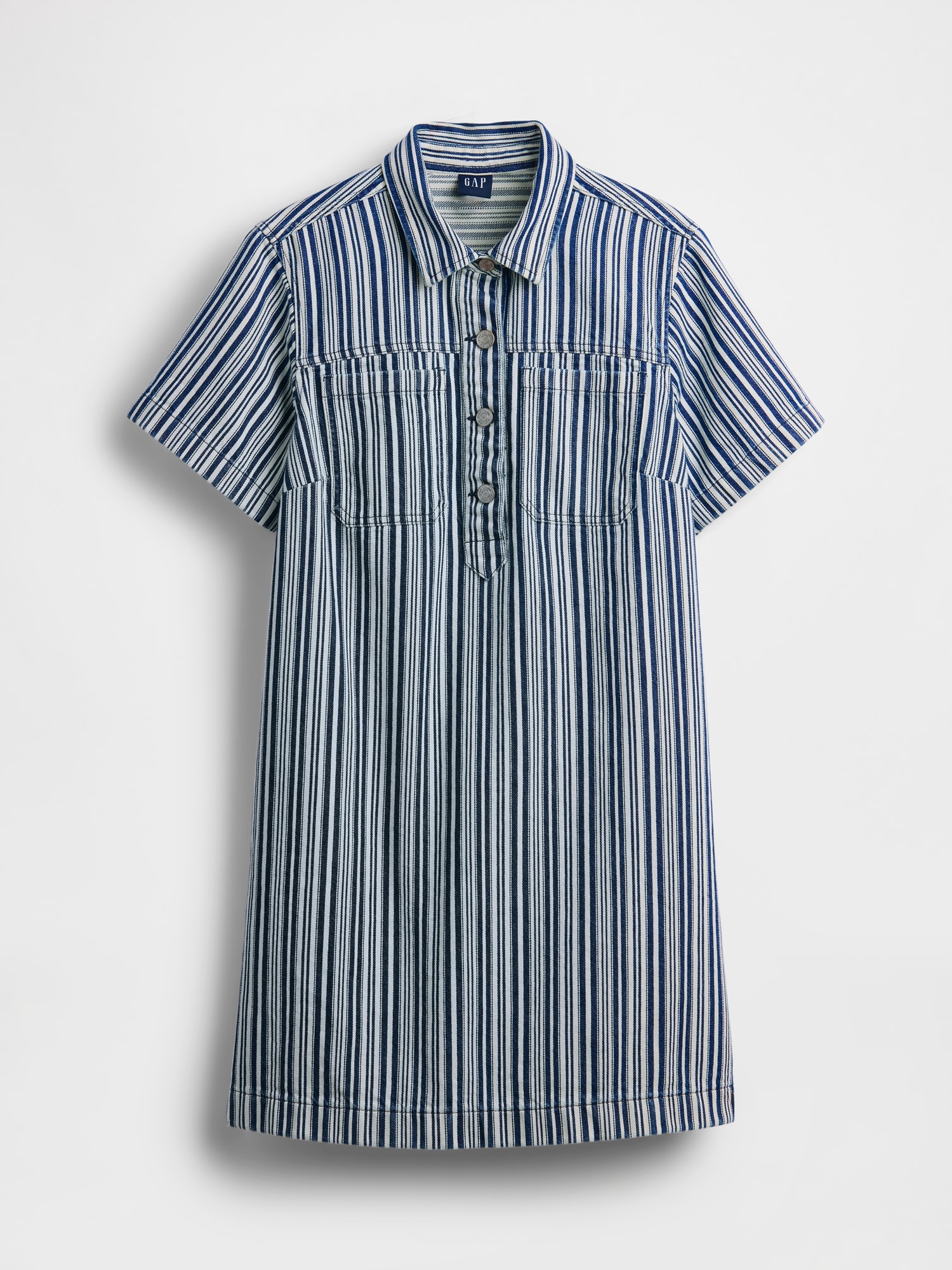 Denim Stripe Popover Mini Dress
