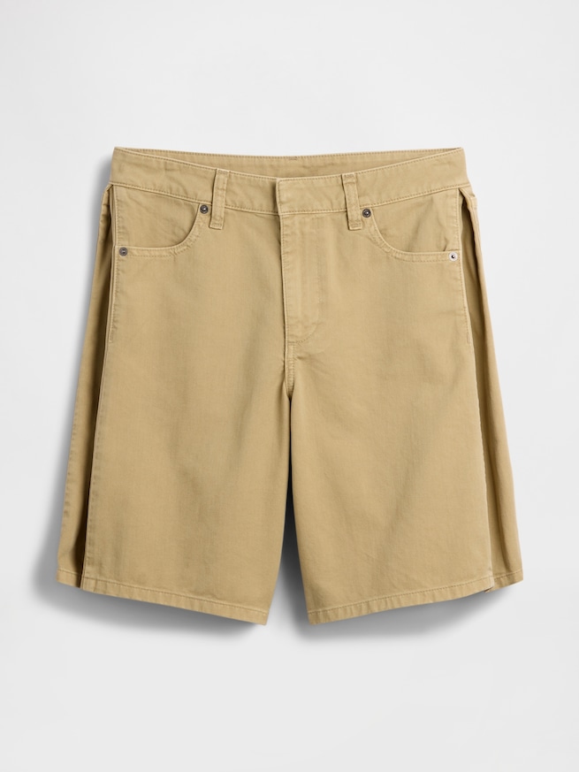 ミッドライズ ツイル サイドプリーツ トラウザーショートパンツ-4