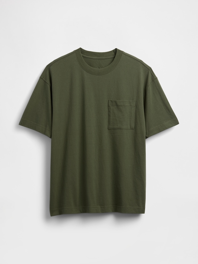 オーバーサイズ クロップド ポケットTシャツ-4