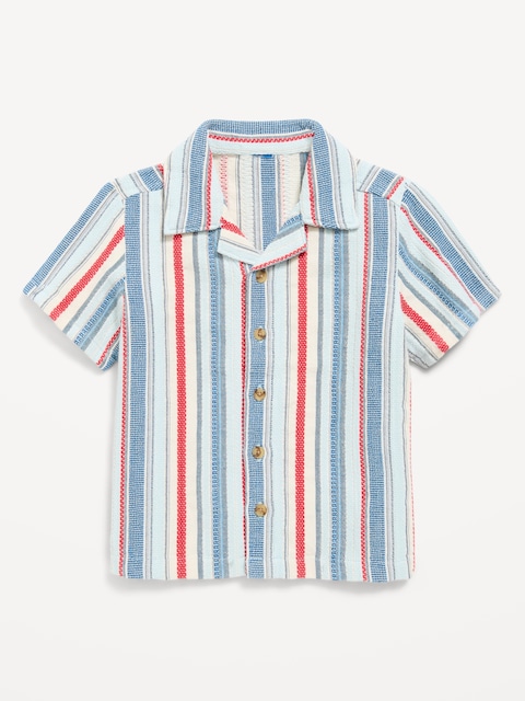 Textured Striped Shirt for Toddler Boys