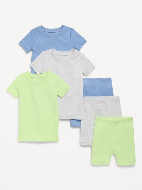 PYJAMA 6 PIÈCES AJUSTÉ EN TRICOT CÔTELÉ À MOTIF POUR TOUT-PETIT ET BÉBÉ