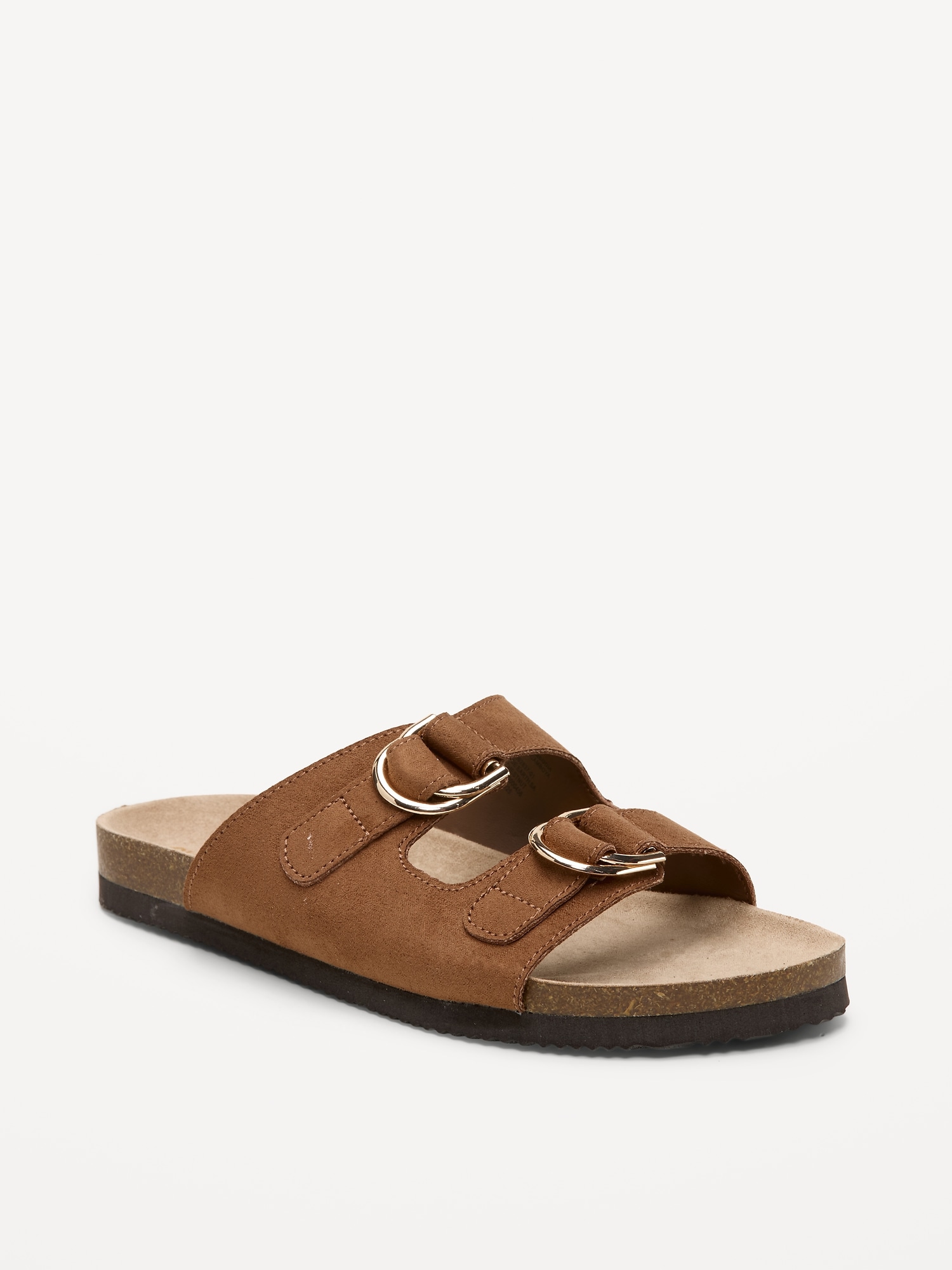 Faux-Suede Double-Strap Slide Sandals for Women