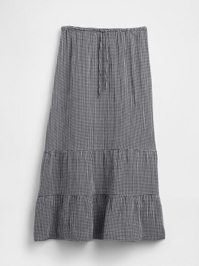 ハイライズ コットンガーゼ イージーウエスト ティアード マキシスカート-5