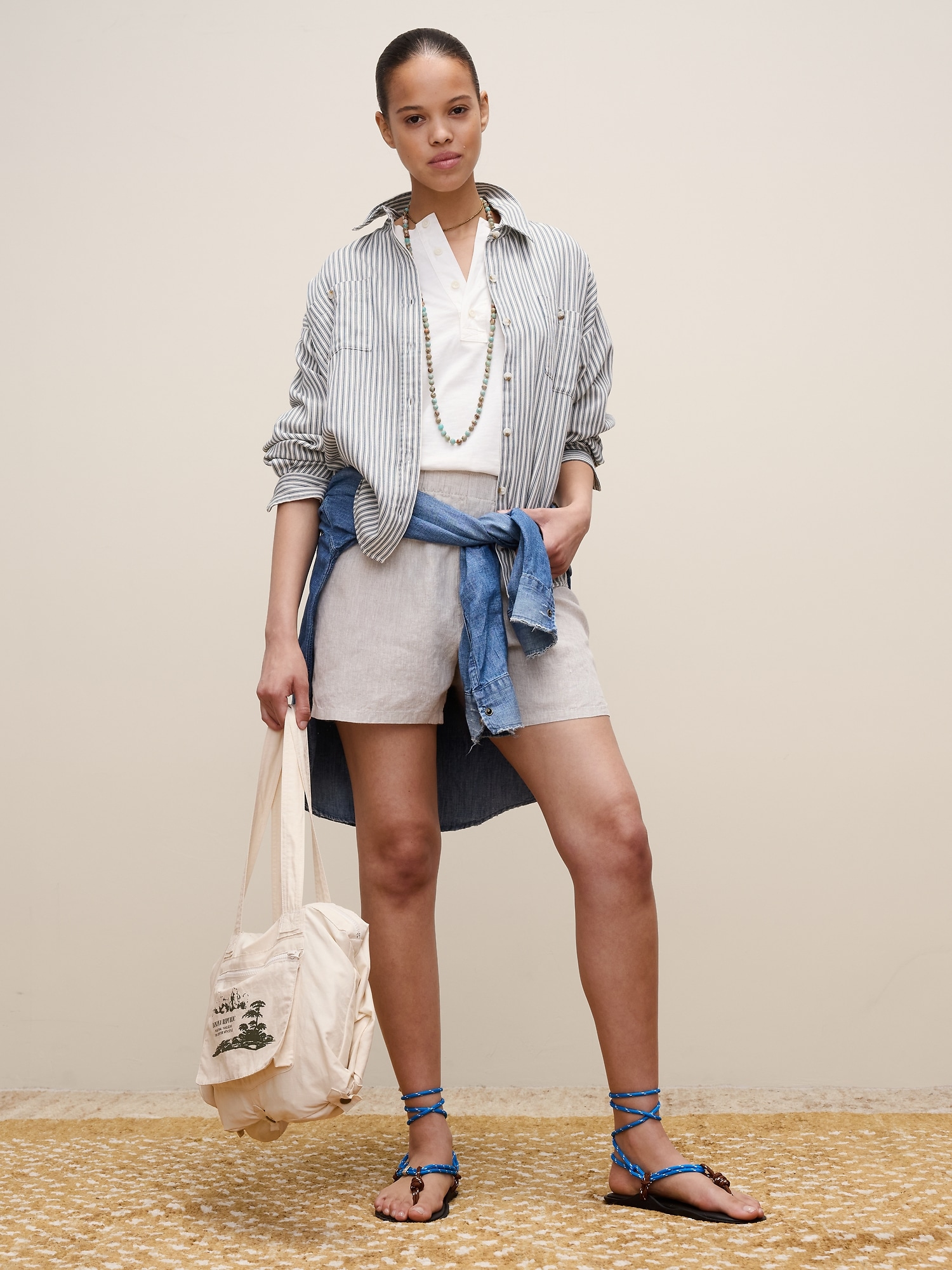 Archive Reissue コットンヘンプ ティッキング シャツ-0