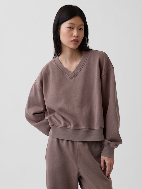 VintageSoft Oversized V-Neck Sweatshirt