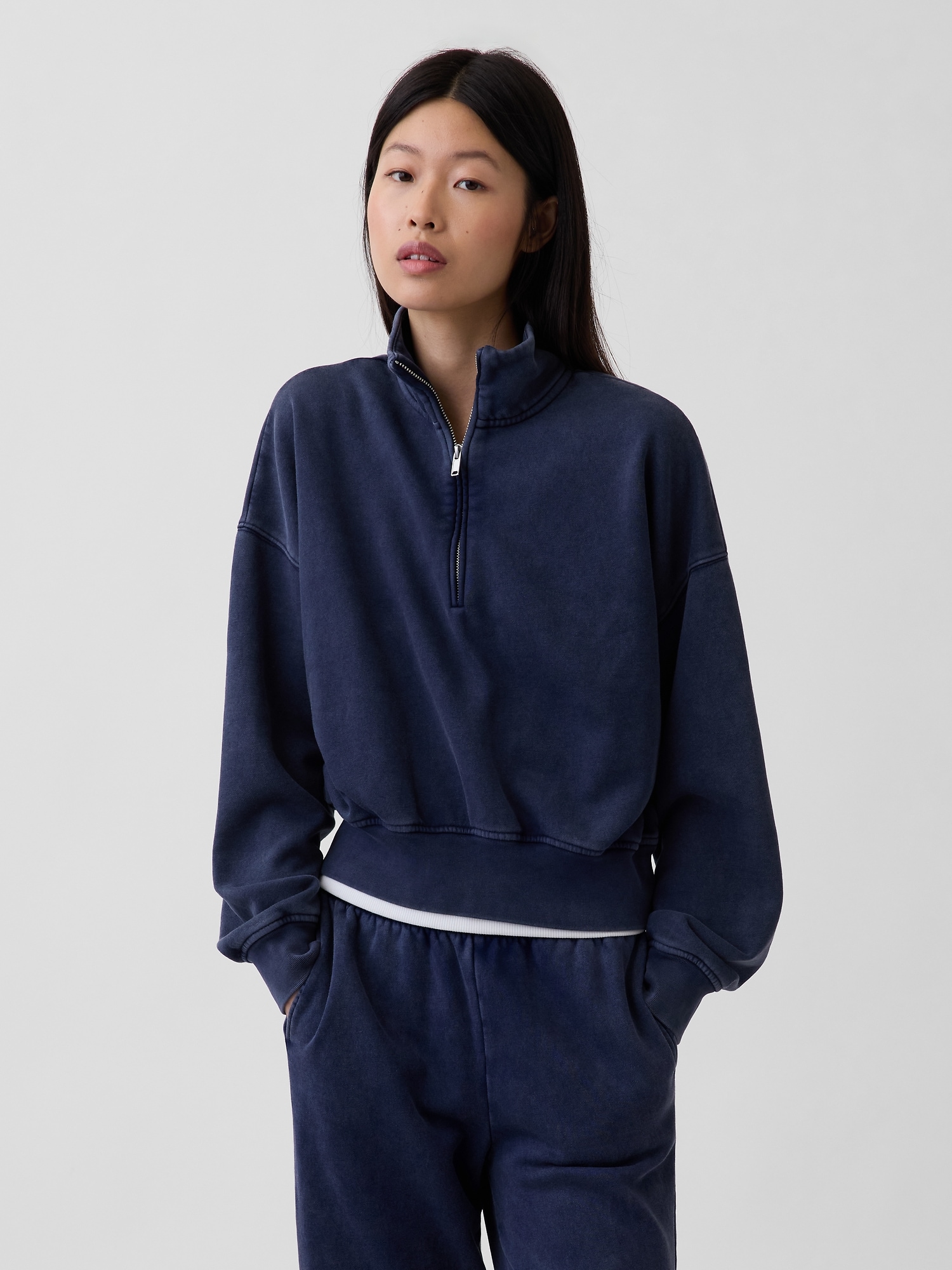 VintageSoft Oversized Half-Zip Wedge Pullover