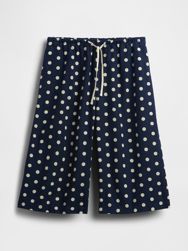 リネン混 リラックスフィット イージーウエスト キュロットパンツ-4