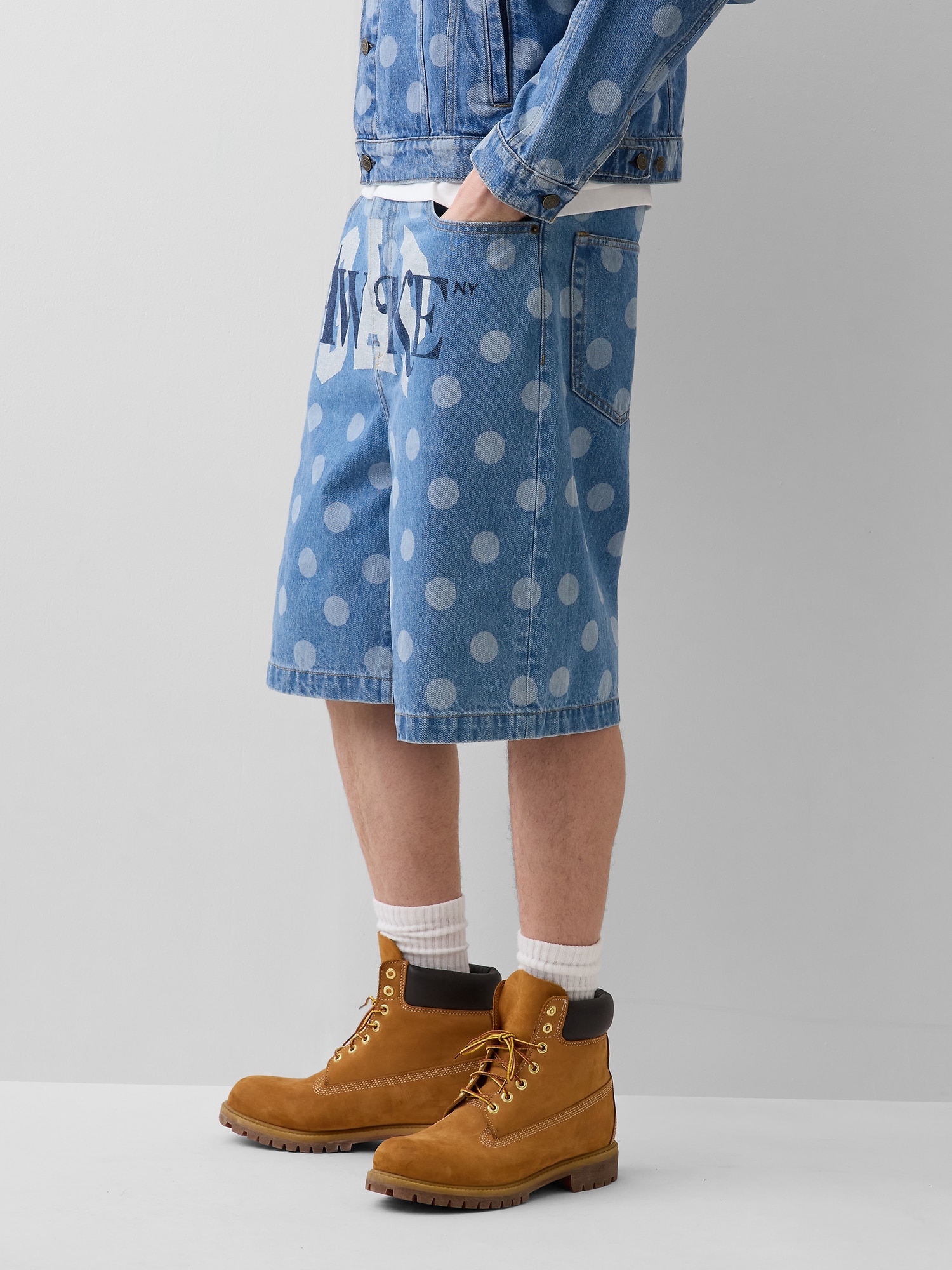 Gap × Awake NY '90s ルーズフィット 水玉 デニムショートパンツ