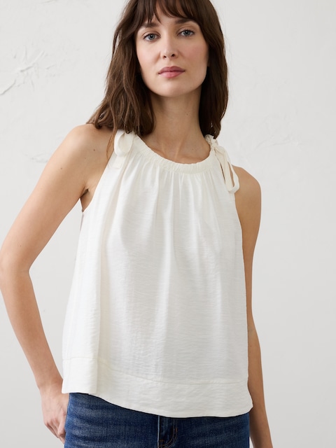 CAMISOLE EN TISSU SOYEUX À BRETELLES NOUÉES