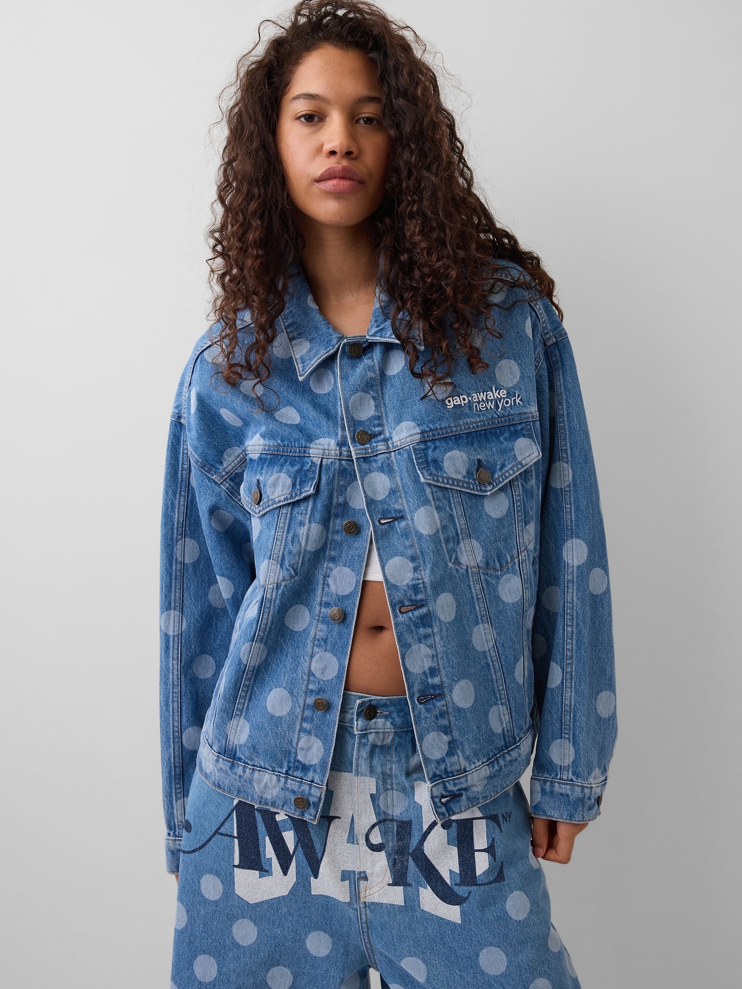 Gap × Awake NY オーバーサイズ 水玉 アイコンデニムジャケット