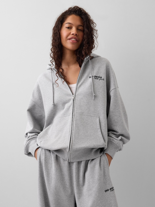 Gap × Awake NY ヘビーウェイト オーバーサイズ ロゴ ジップアップパーカー