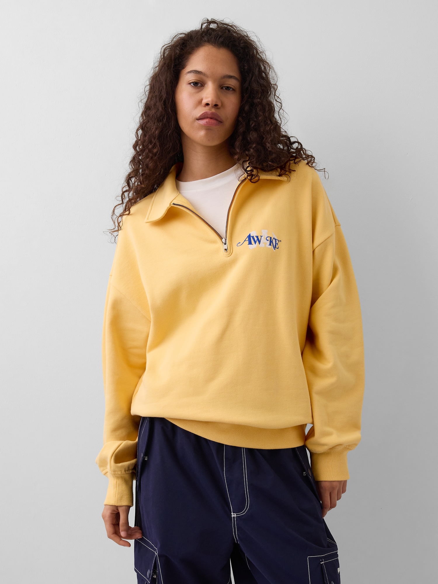 Gap &times; Awake NY ヘビーウェイト オーバーサイズ 1/4ジップアップ プルオーバー-3