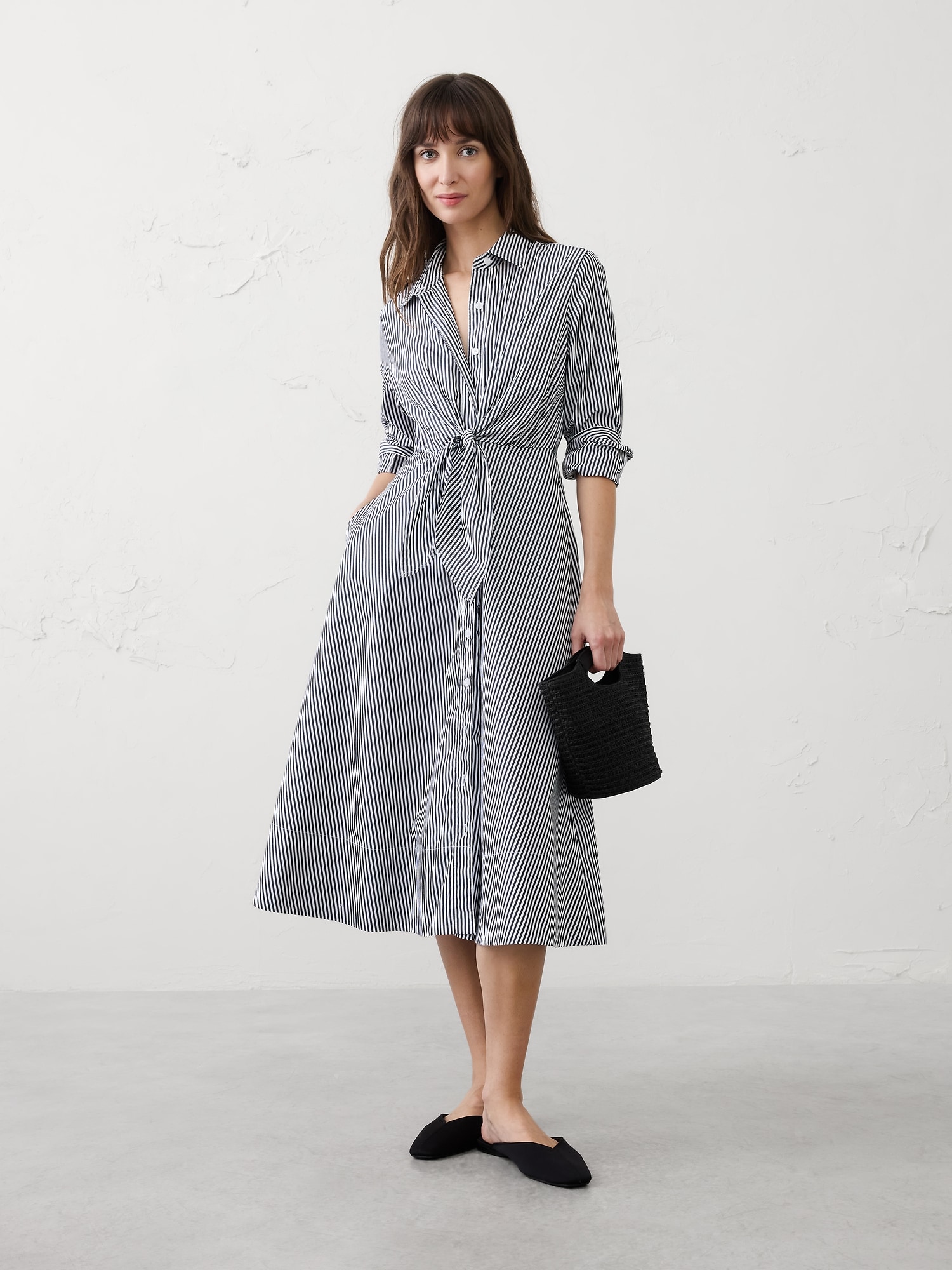 Poplin Wrap-Tie Midi Shirtdress
