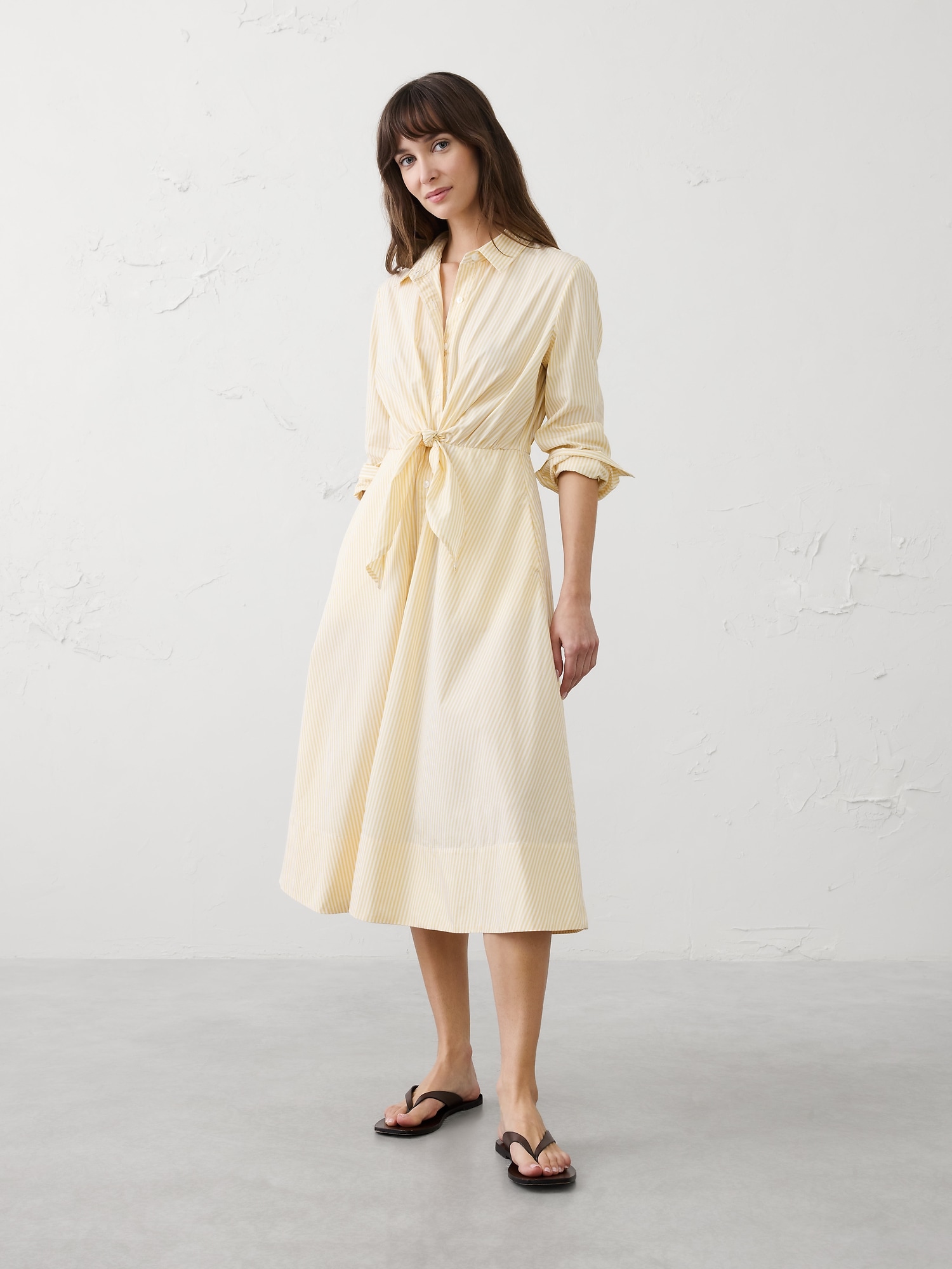 Poplin Wrap-Tie Midi Shirtdress