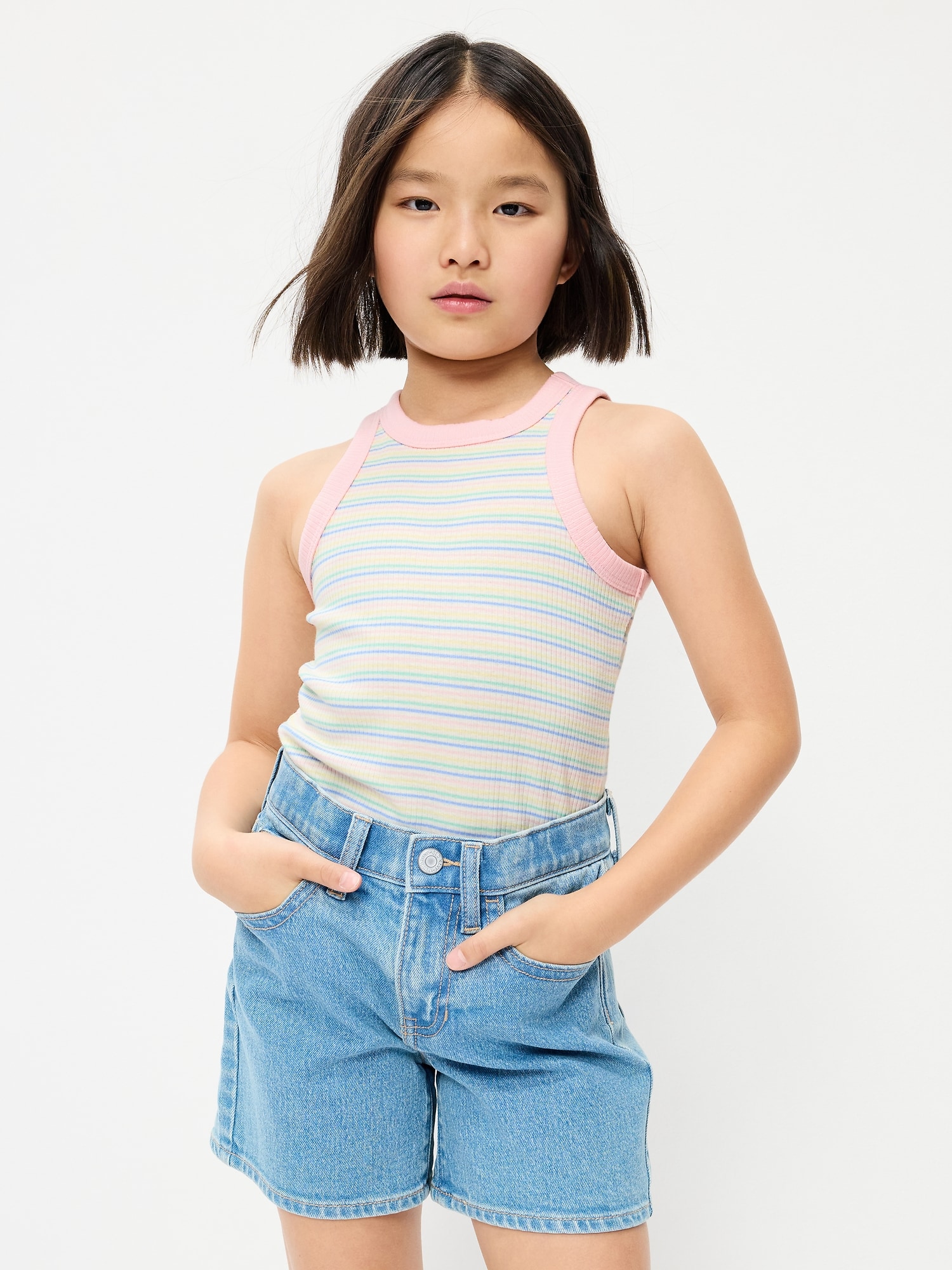 CAMISOLE AJUSTÉE EN TRICOT CÔTELÉ POUR FILLE