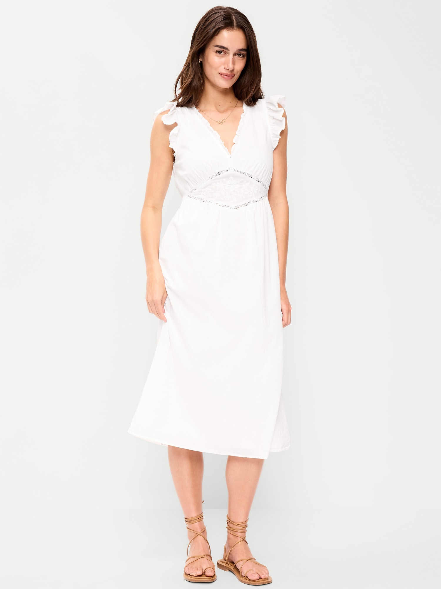 ROBE MI-LONGUE À COL EN V ET MANCHES FLOTTANTES