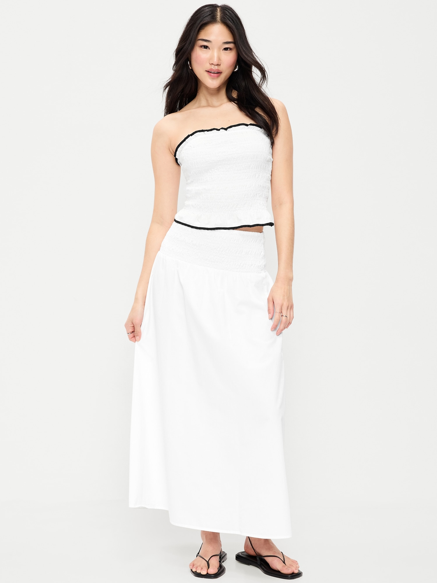 Smocked-Waist Maxi Skirt