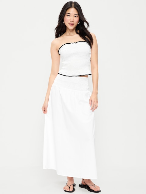 Smocked-Waist Maxi Skirt