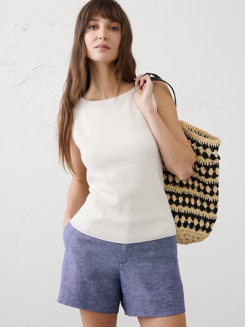 CAMISOLE EN TRICOT DE COTON À ENCOLURE BATEAU