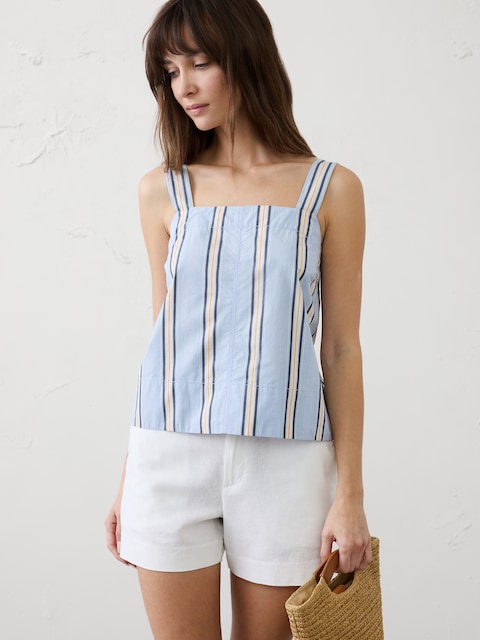 CAMISOLE DROITE À SURPIQÛRES