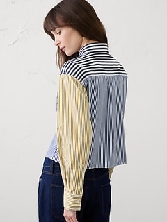 Mixed Stripes Cropped Shirt | Banana Republic Factory