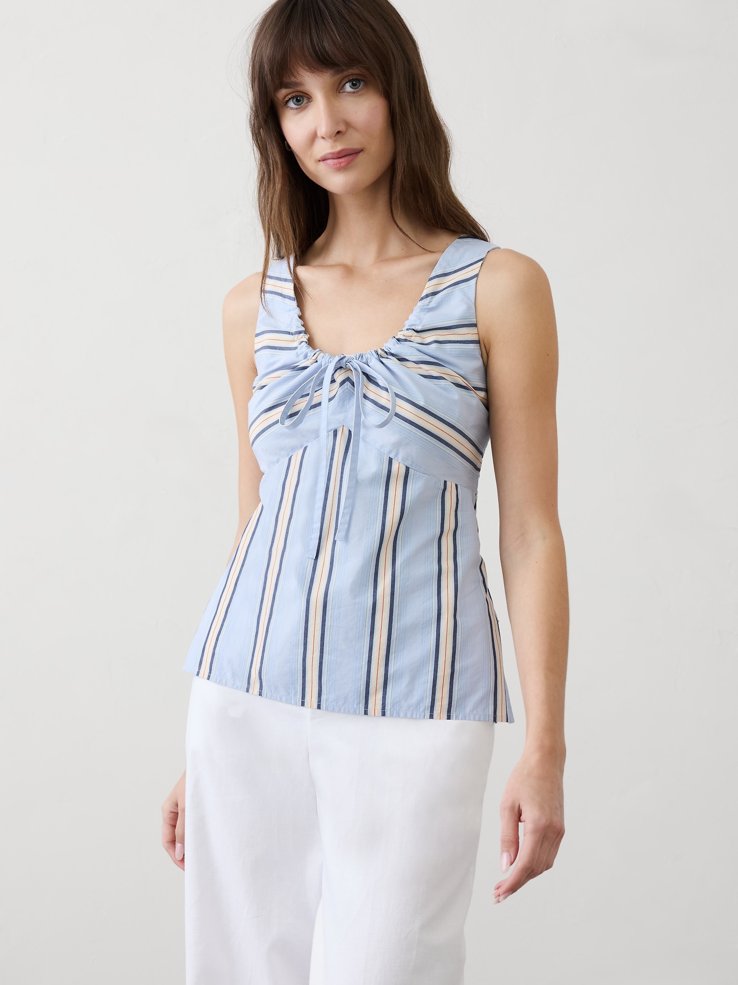 Poplin Cinched Bust-Tie Top