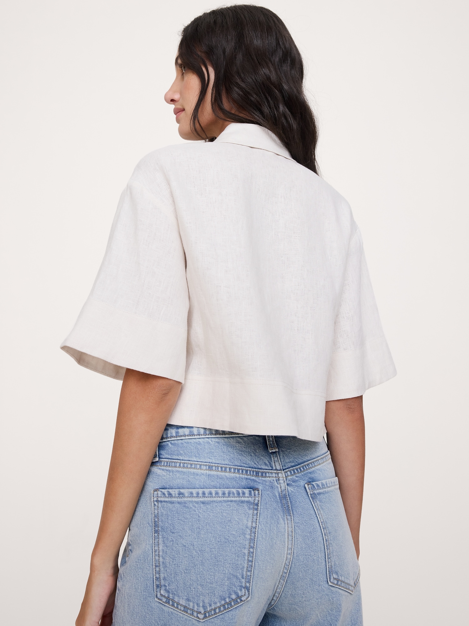 リネン タイフロント シャツ-1