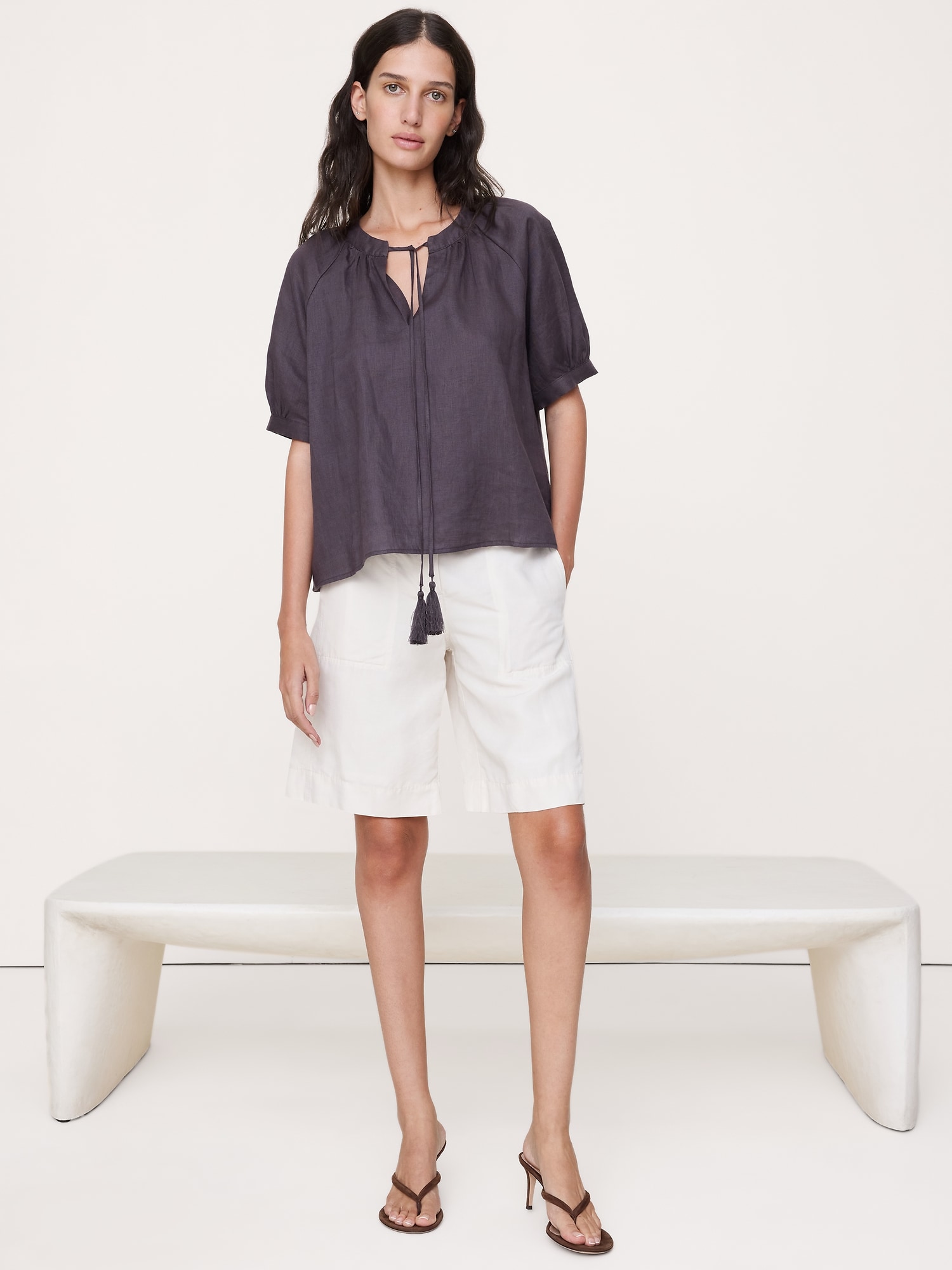 Linen Tassel-Tie Top