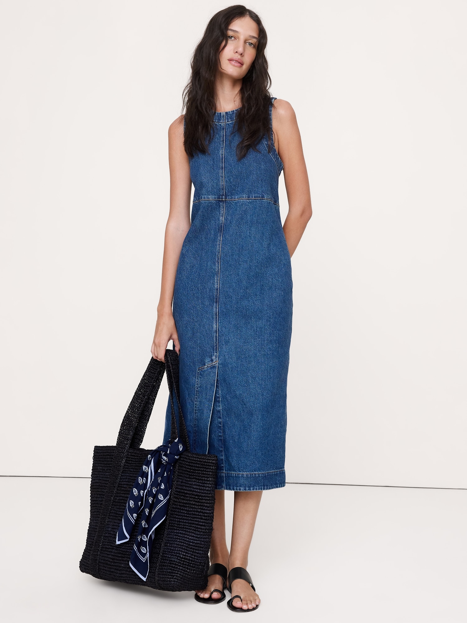 Denim Shift Midi Dress