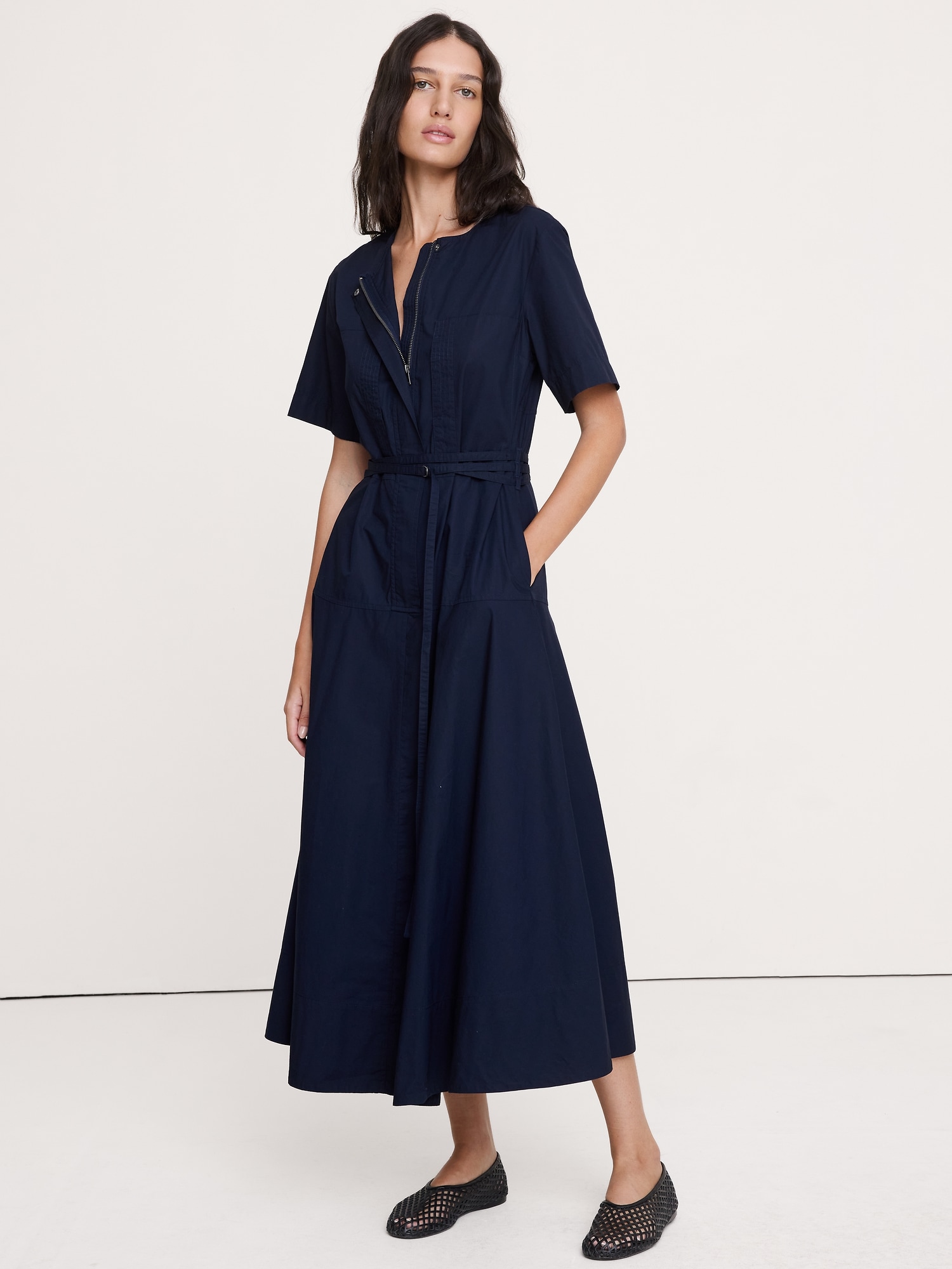 ROBE-CHEMISIER EN POPELINE DE COTON