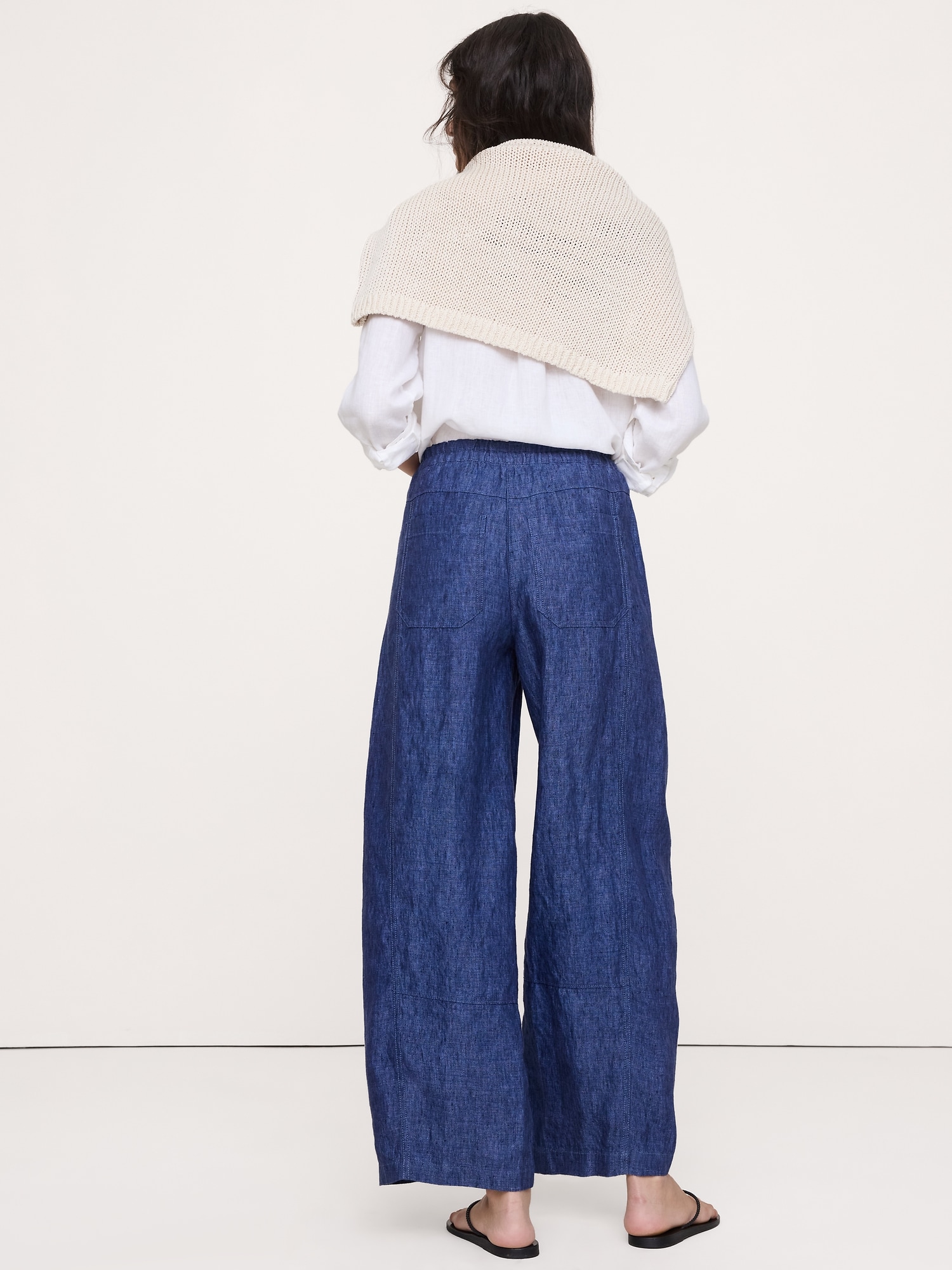 Mid-Rise Relaxed Painter Pull-On Pant Linen