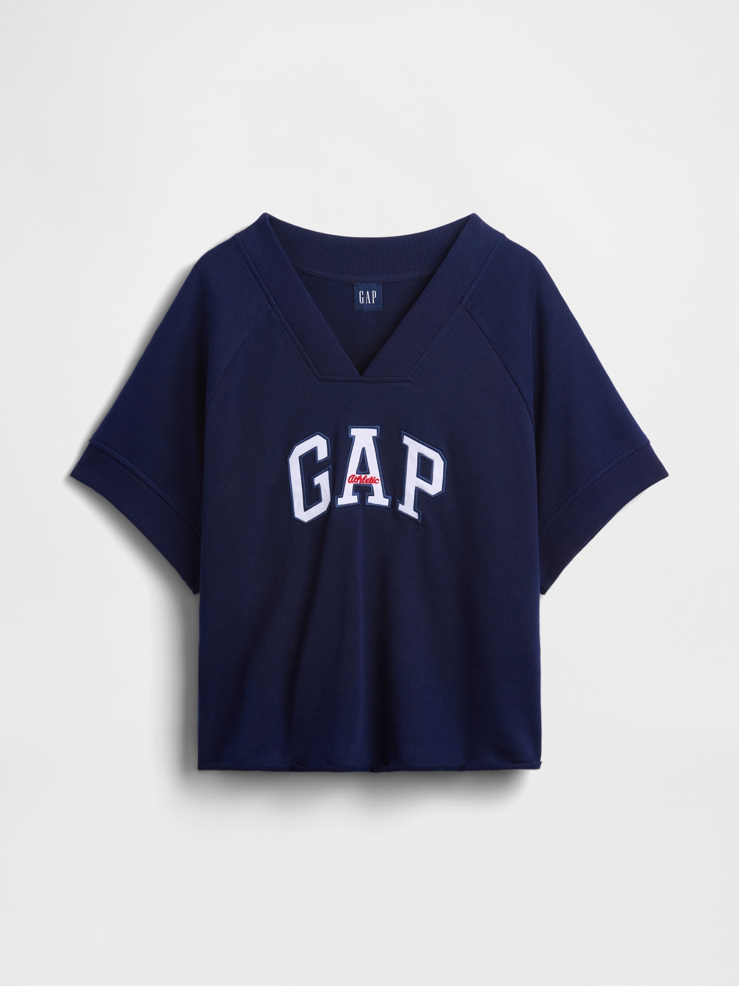 フレンチテリー オーバーサイズ GAPロゴ Vネック スウェットシャツ-4