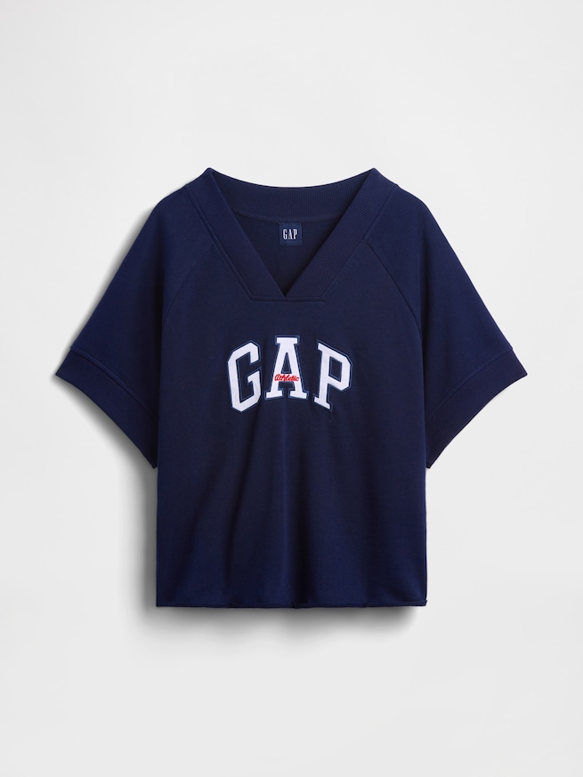 フレンチテリー オーバーサイズ GAPロゴ Vネック スウェットシャツ-4