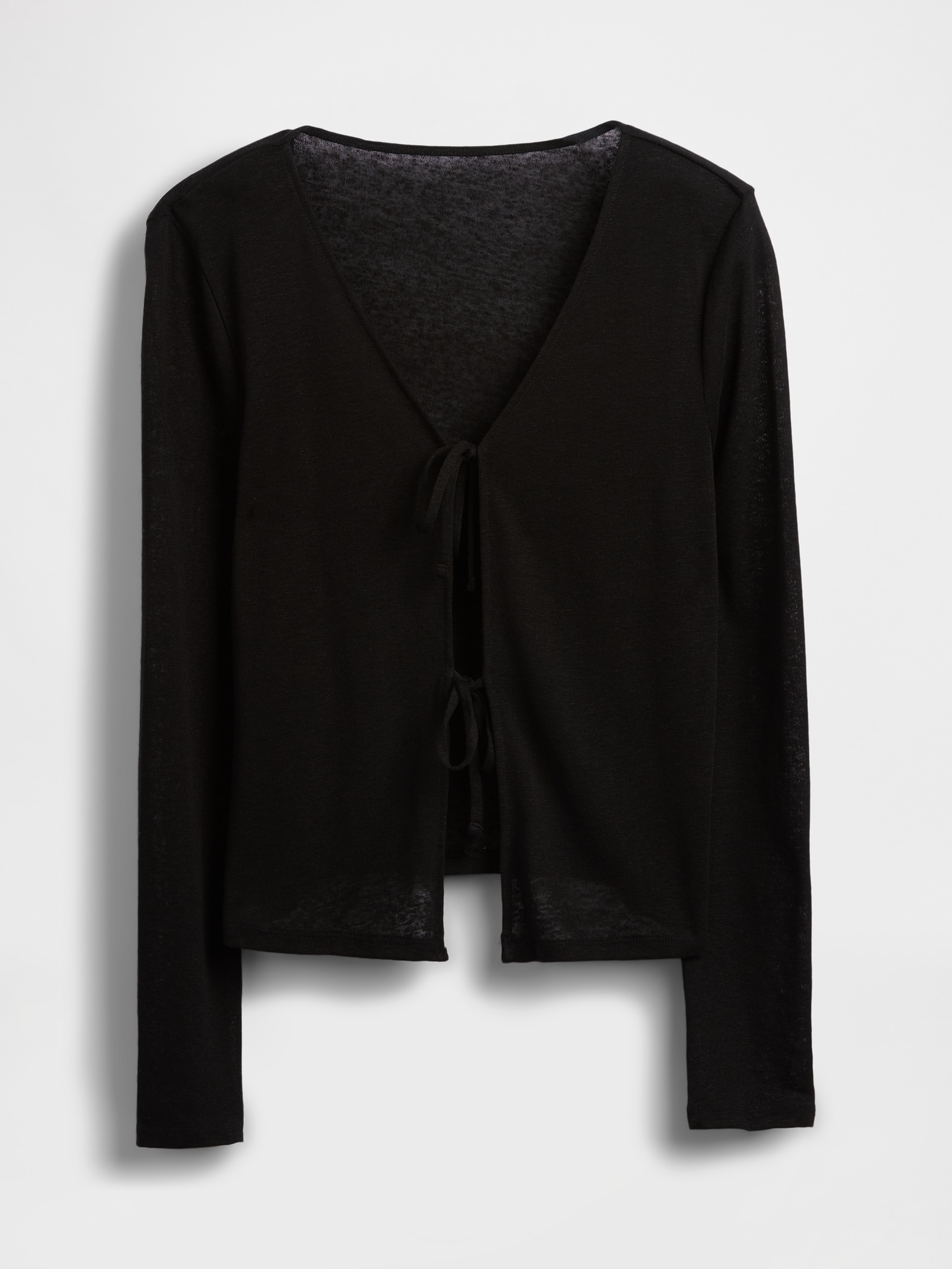 Linen-Blend Tie-Front Cardigan