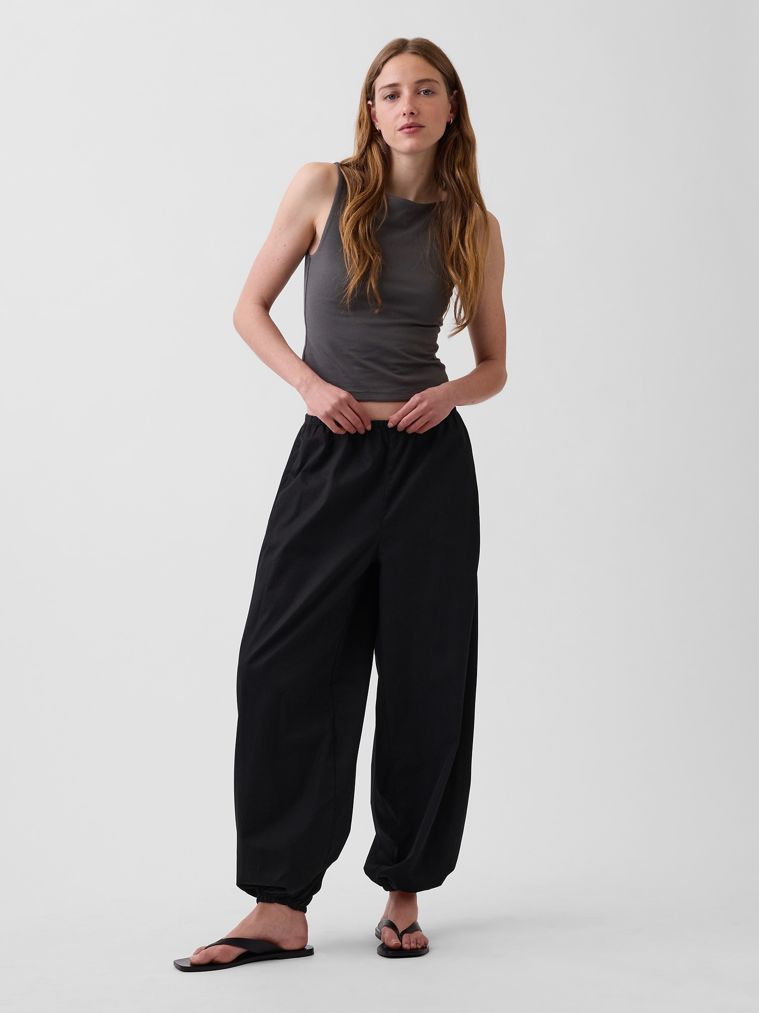 Organic Cotton Poplin Loose Easy Joggers
